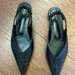 Black Anine Bing Tara  sling back flats calfskin
